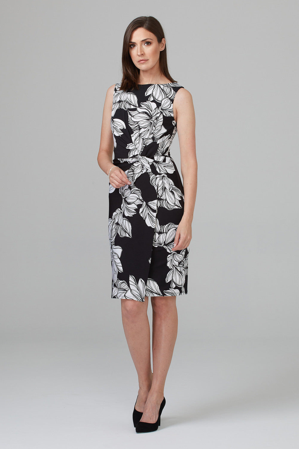 JOSEPH RIBKOFF Summer elastic wrap dress, black and white