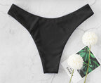 Zaful Ribbed Swimsuit Bottoms, Black