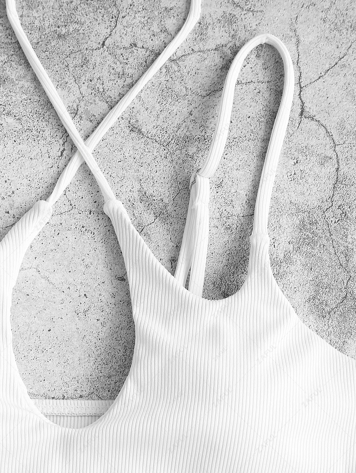 Zaful White Cross Strap Swimsuit Top