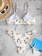 Zaful Swimsuit set, white with floral print