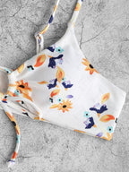 Zaful Swimsuit set, white with floral print