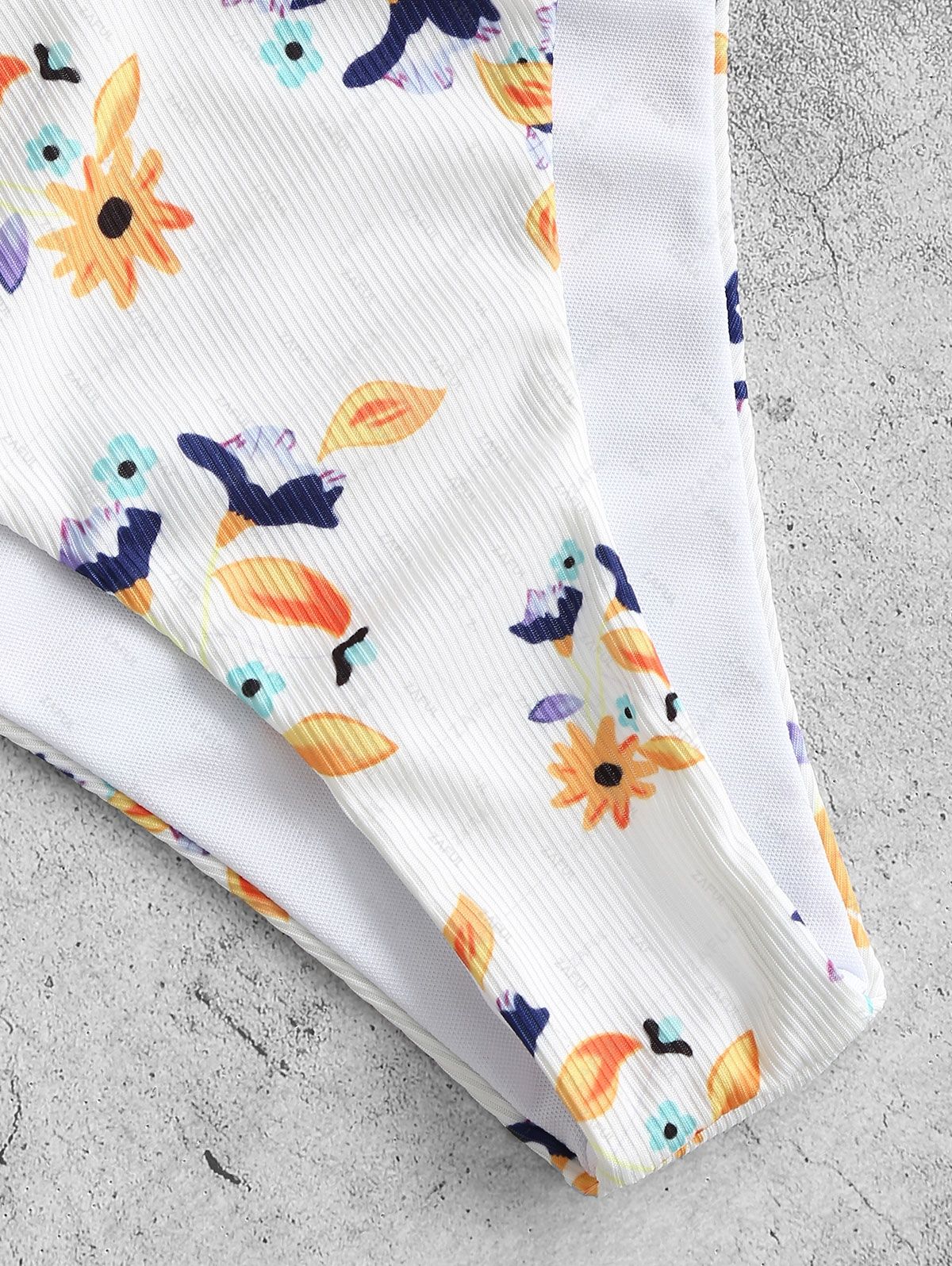 Zaful Swimsuit set, white with floral print