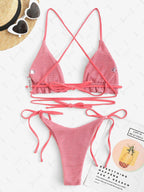 Zaful Embossed Ruffle Swimsuit Summer 2025, Pink/Coral