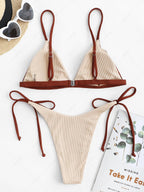 ZAFUL Two-tone Ribbed Tie-Dye Swimsuit