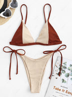 ZAFUL Two-tone Ribbed Tie-Dye Swimsuit