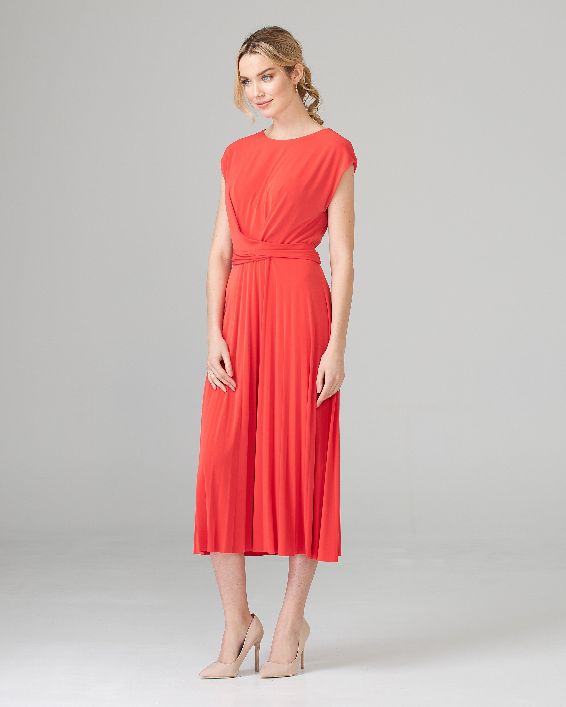 JOSEPH RIBKOFF Summer flared elastic dress, orange