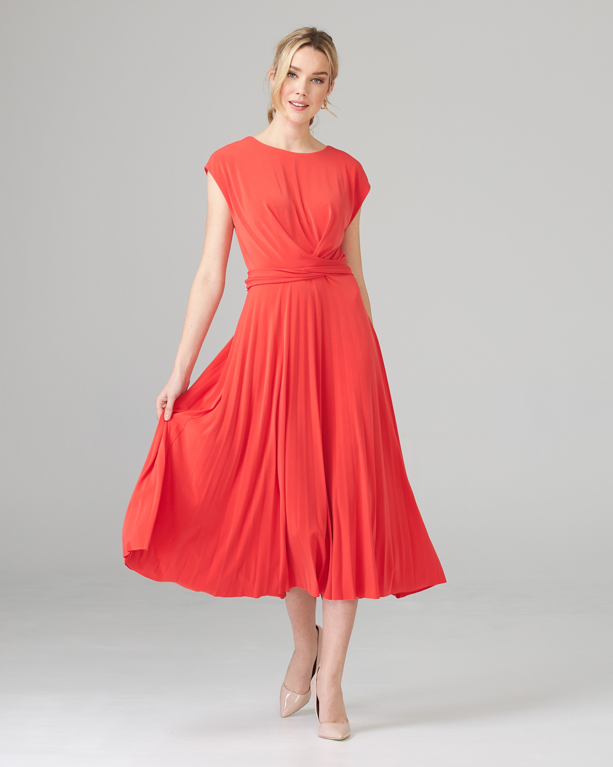 JOSEPH RIBKOFF Summer flared elastic dress, orange