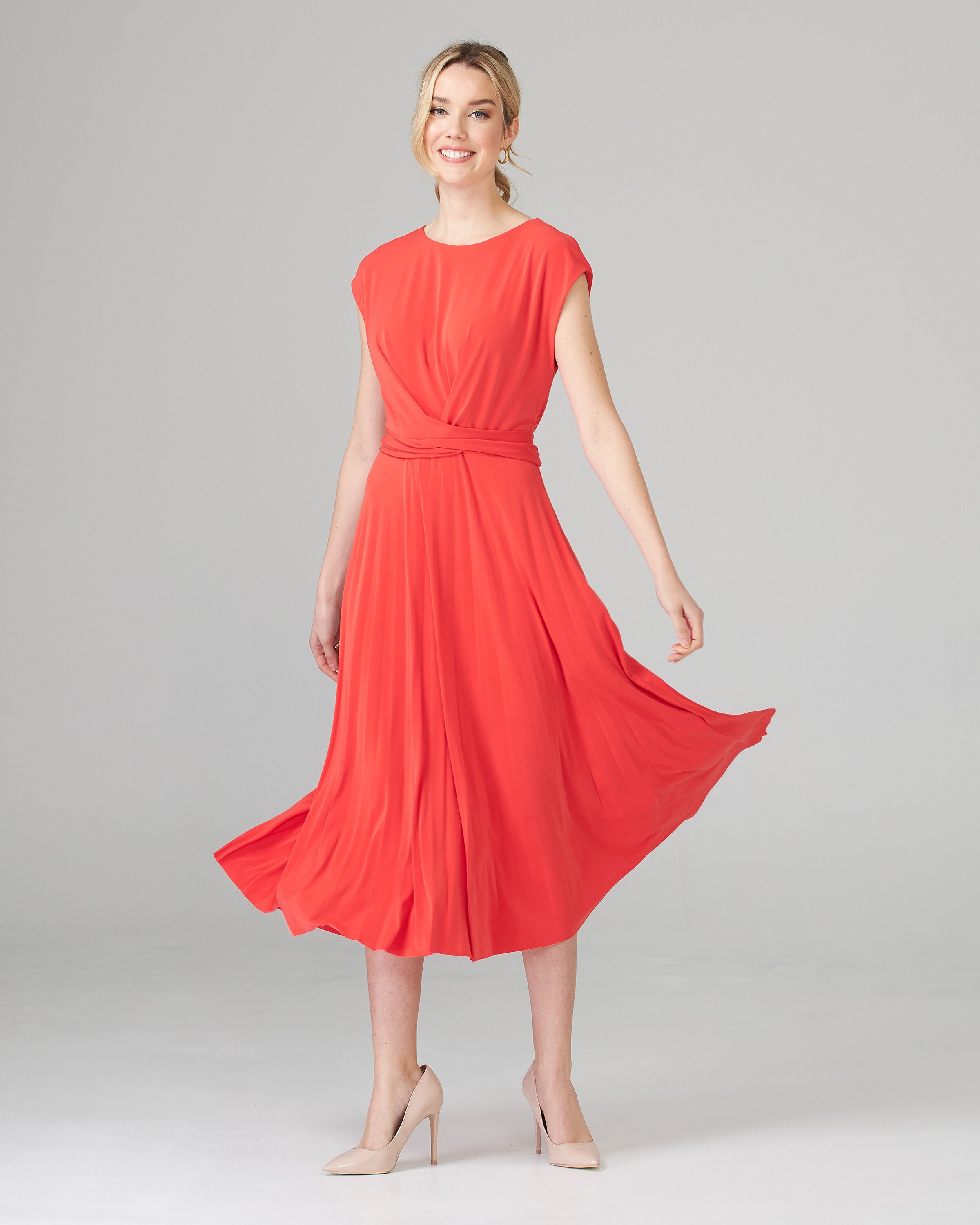 JOSEPH RIBKOFF Summer flared elastic dress, orange