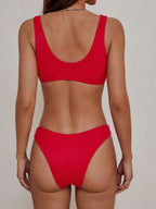 ZAFUL Embossed Swimsuit Bottom, Red