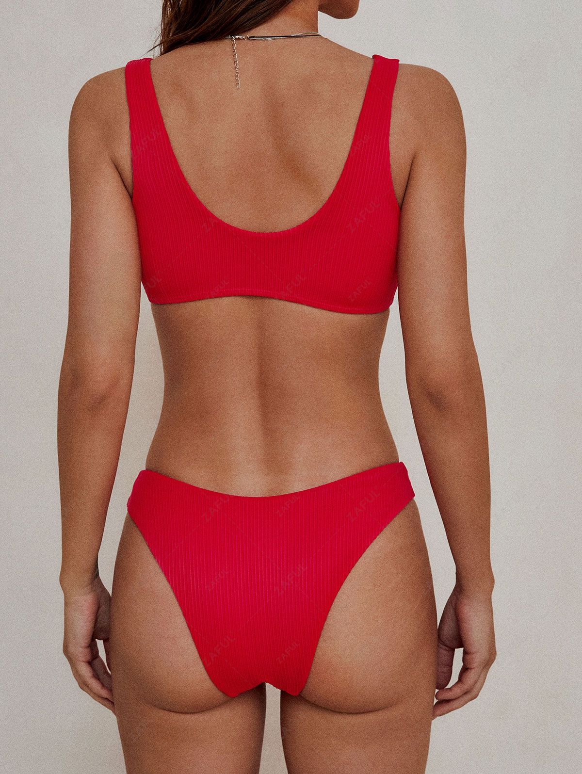 ZAFUL Embossed Swimsuit Bottom, Red