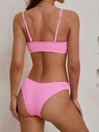 ZAFUL Ruched Strappy Swimsuit Set, Pink