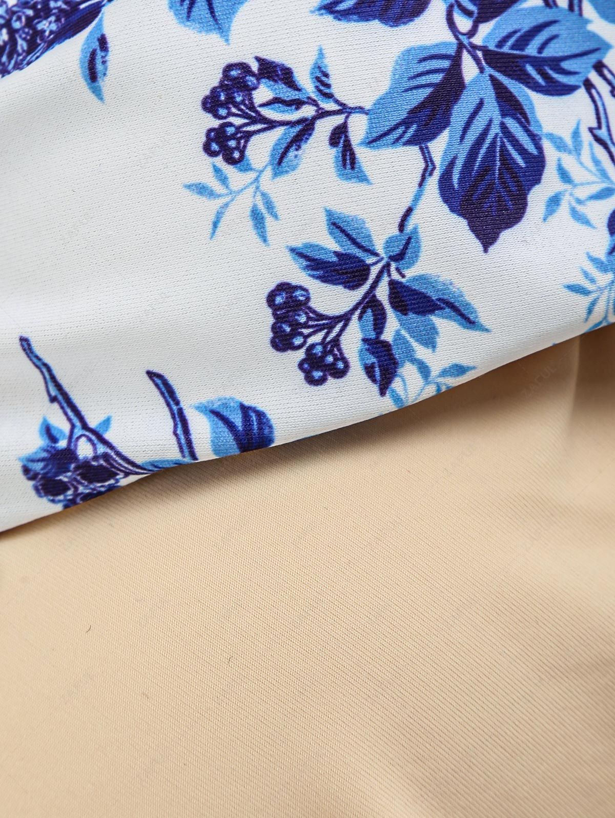 Zaful Swimsuit top and bottom, white with floral blue print