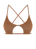 Zaful Shiny Effect Swimsuit Top, Brown