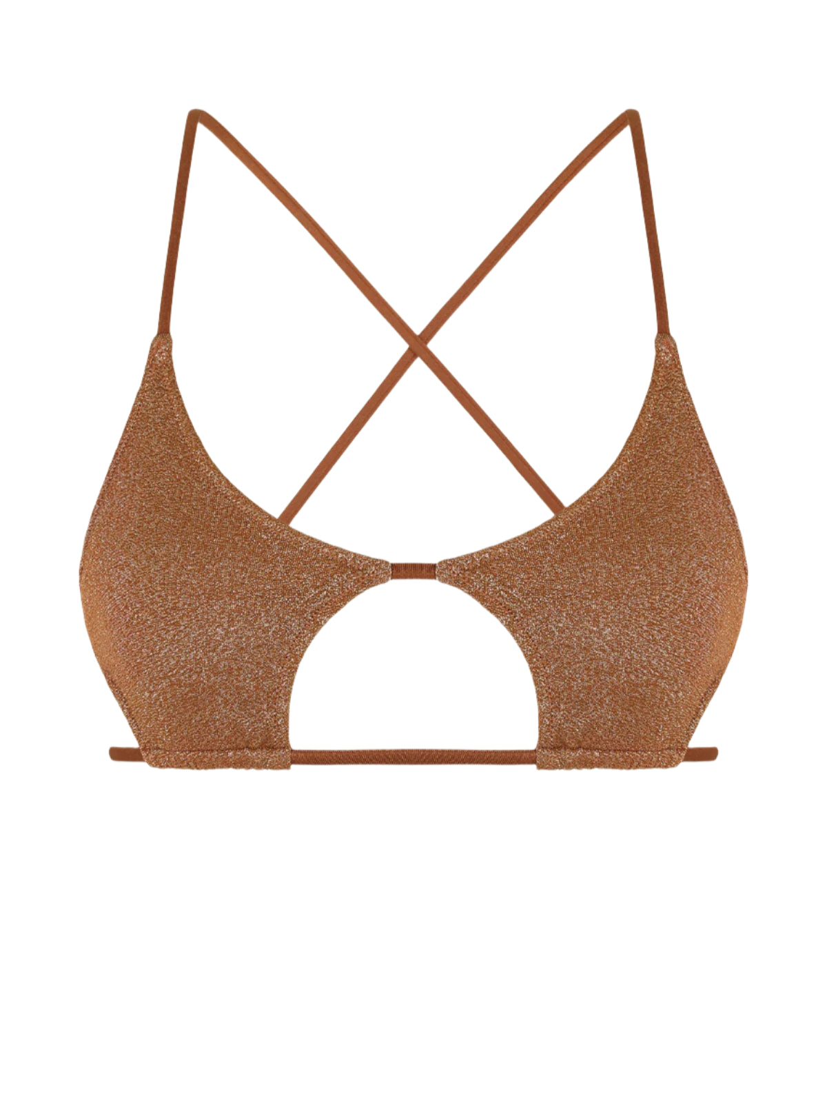 Zaful Shiny Effect Swimsuit Top, Brown