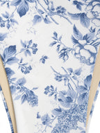 Zaful Swimsuit set, white with floral blue print