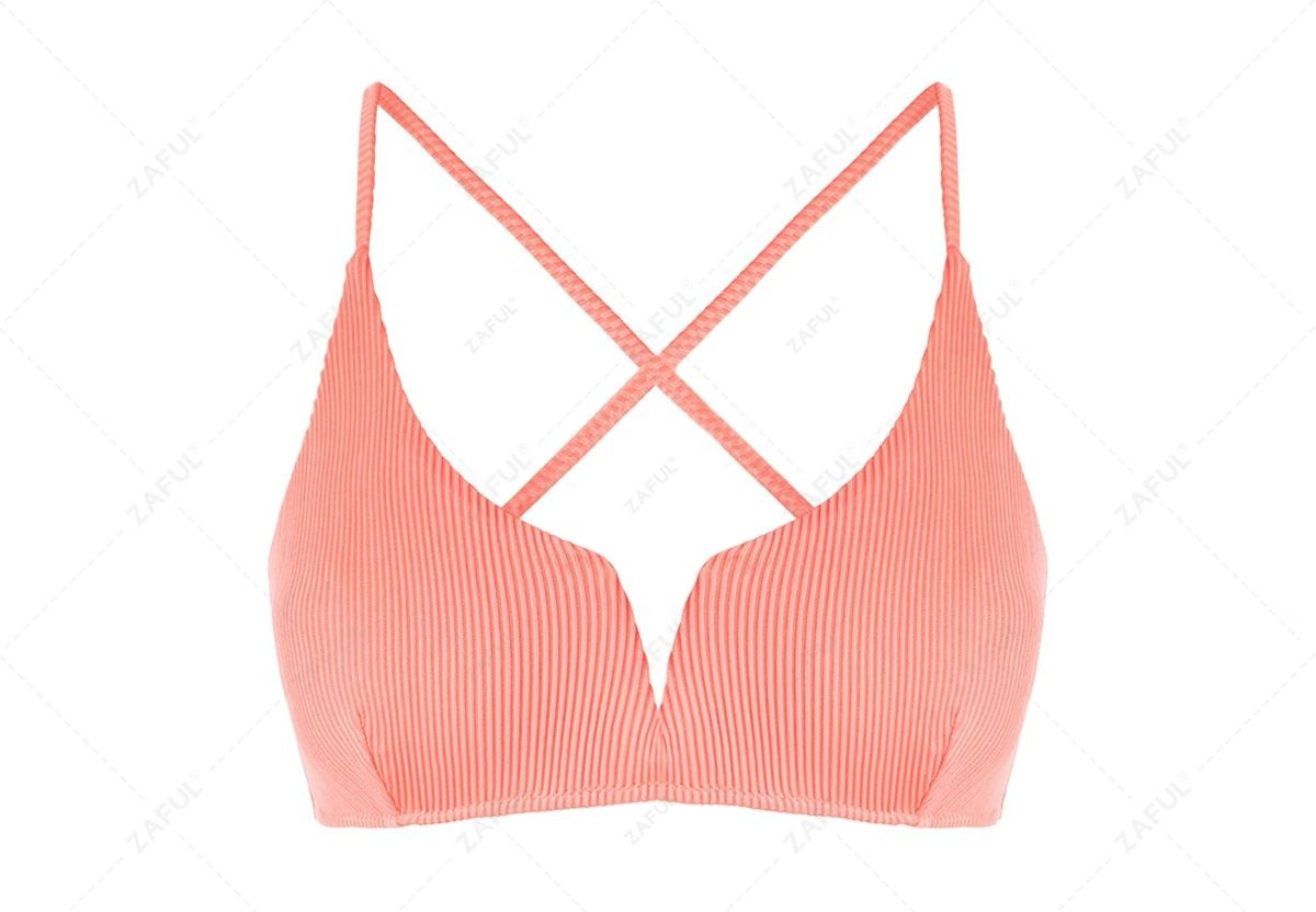 Zaful V-neck swimsuit top, orange
