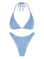 ZAFUL Ribbed Textured High Neck Triangle Swimsuit