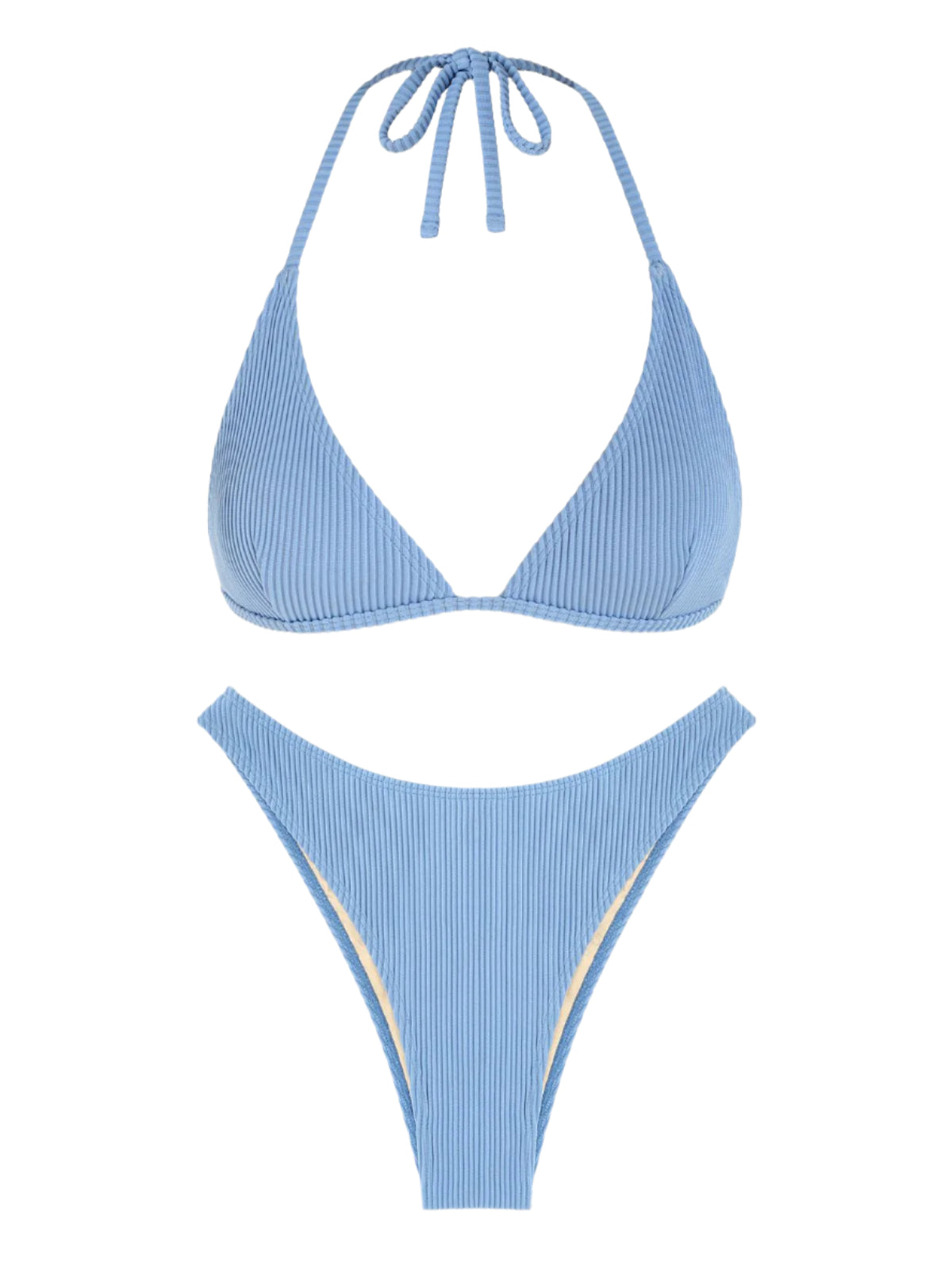ZAFUL Ribbed Textured High Neck Triangle Swimsuit