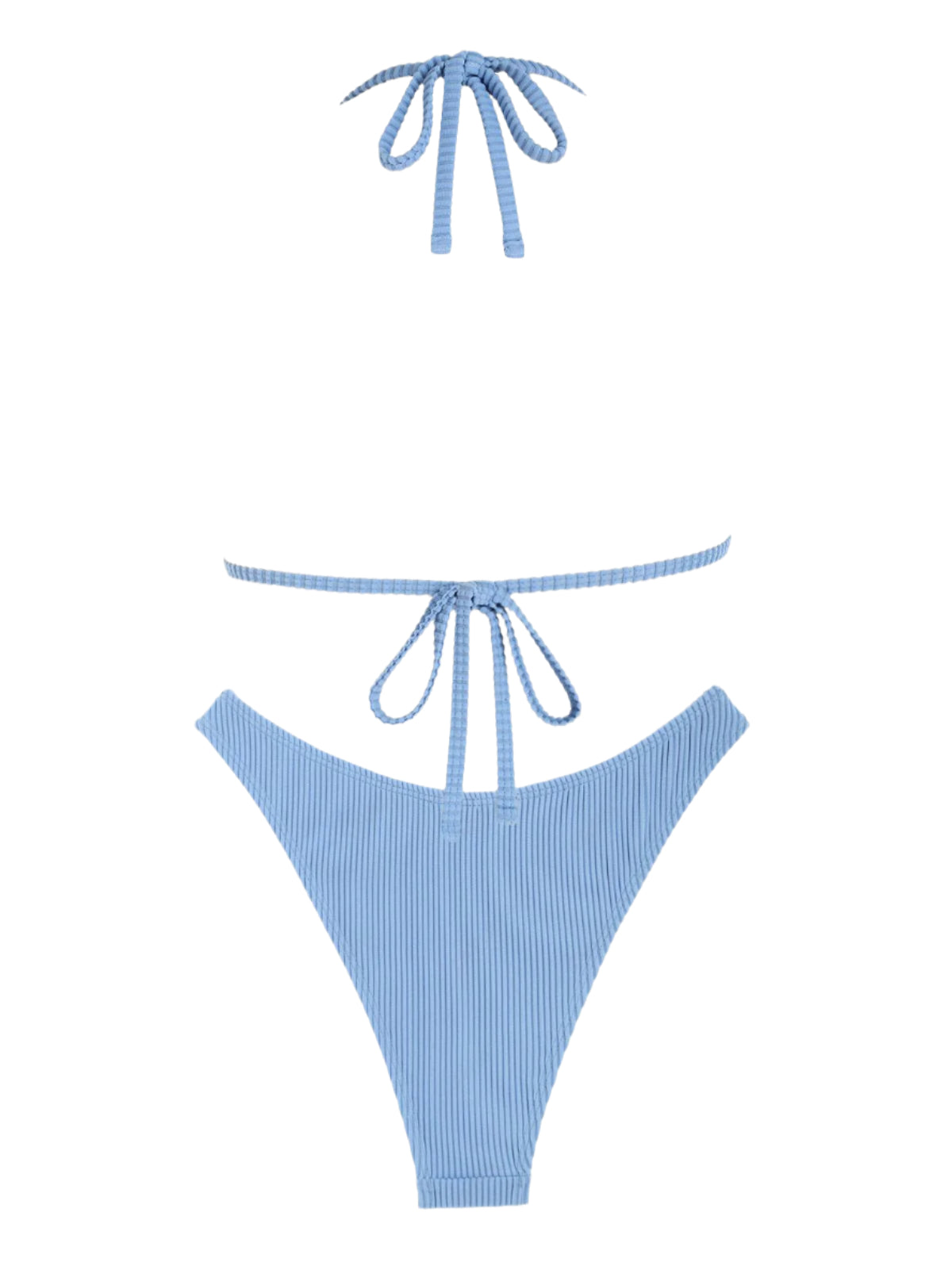 ZAFUL Ribbed Textured High Neck Triangle Swimsuit