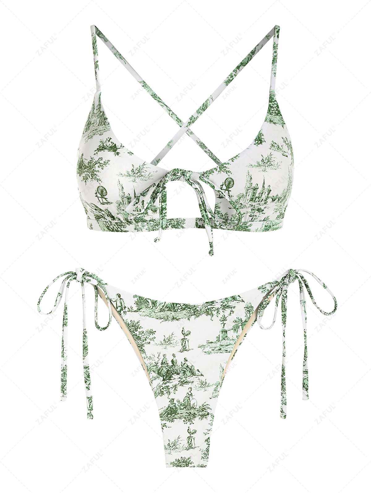 Zaful Swimsuit set, white with print