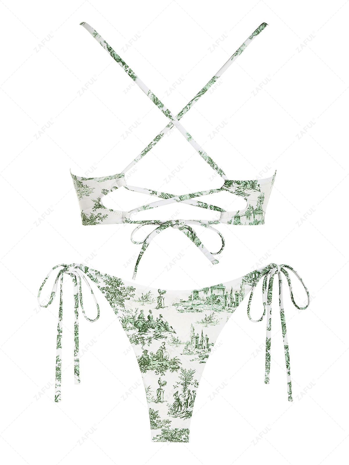 Zaful Swimsuit set, white with print