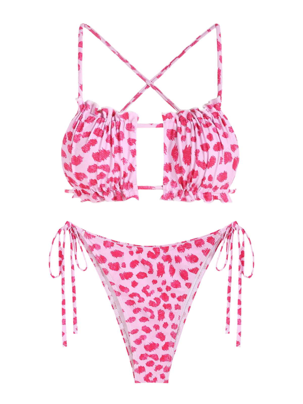 Zaful Two-piece swimsuit, pink with leopard print