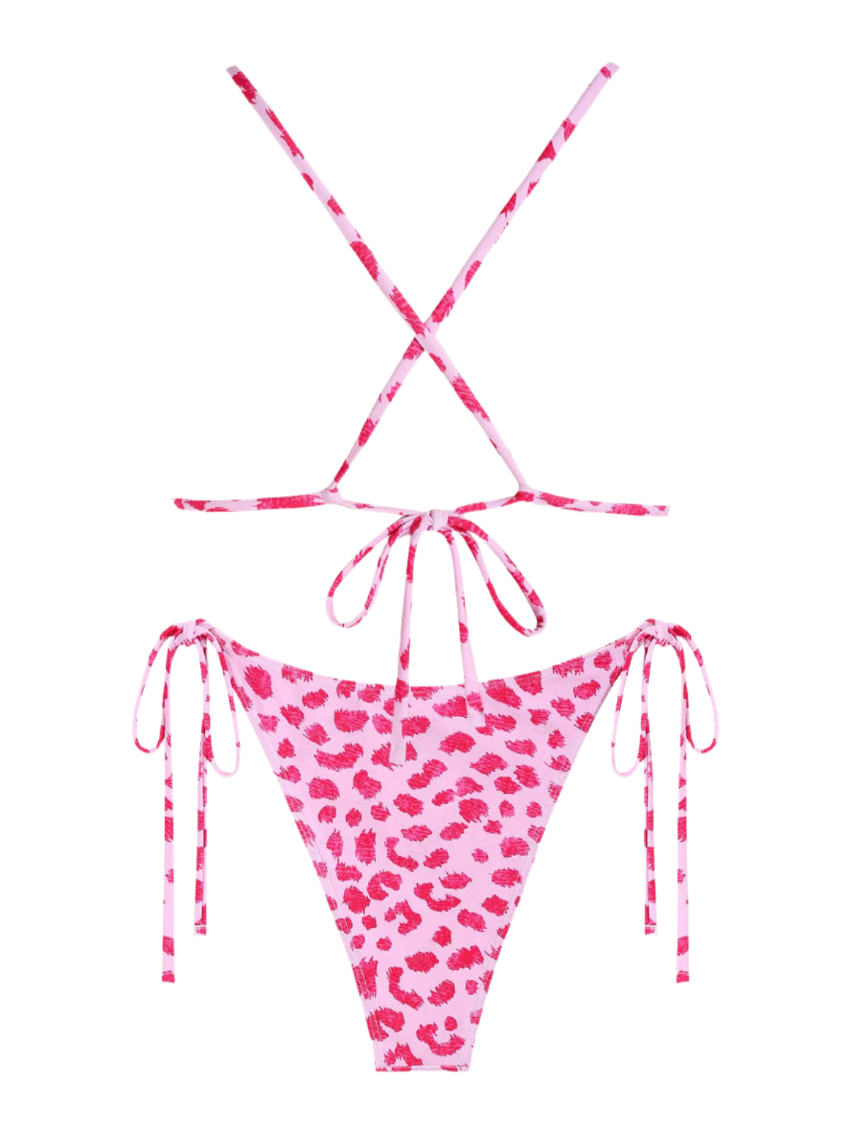 Zaful Two-piece swimsuit, pink with leopard print