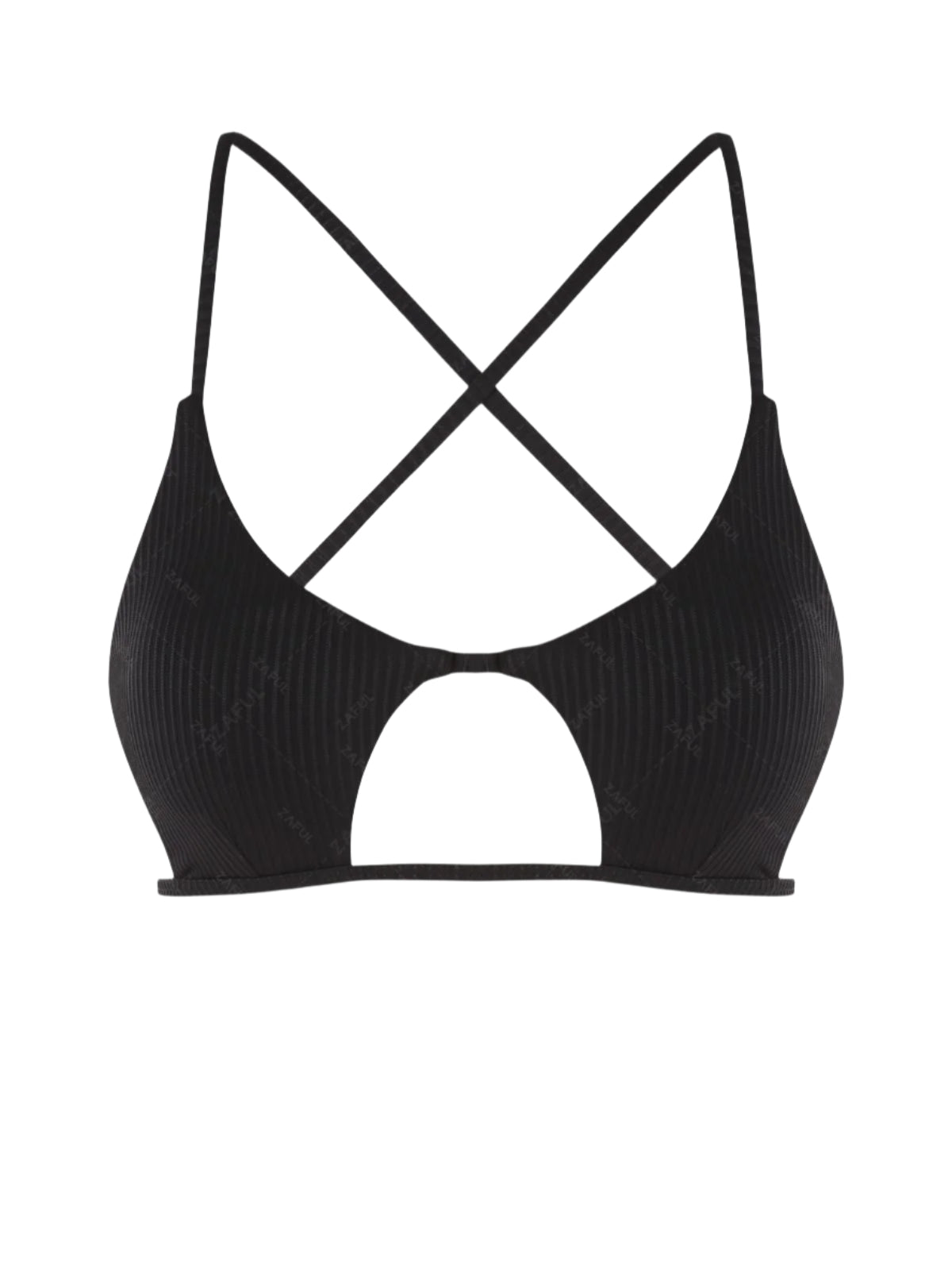Zaful Swimsuit top with embossed structure season 2025, black