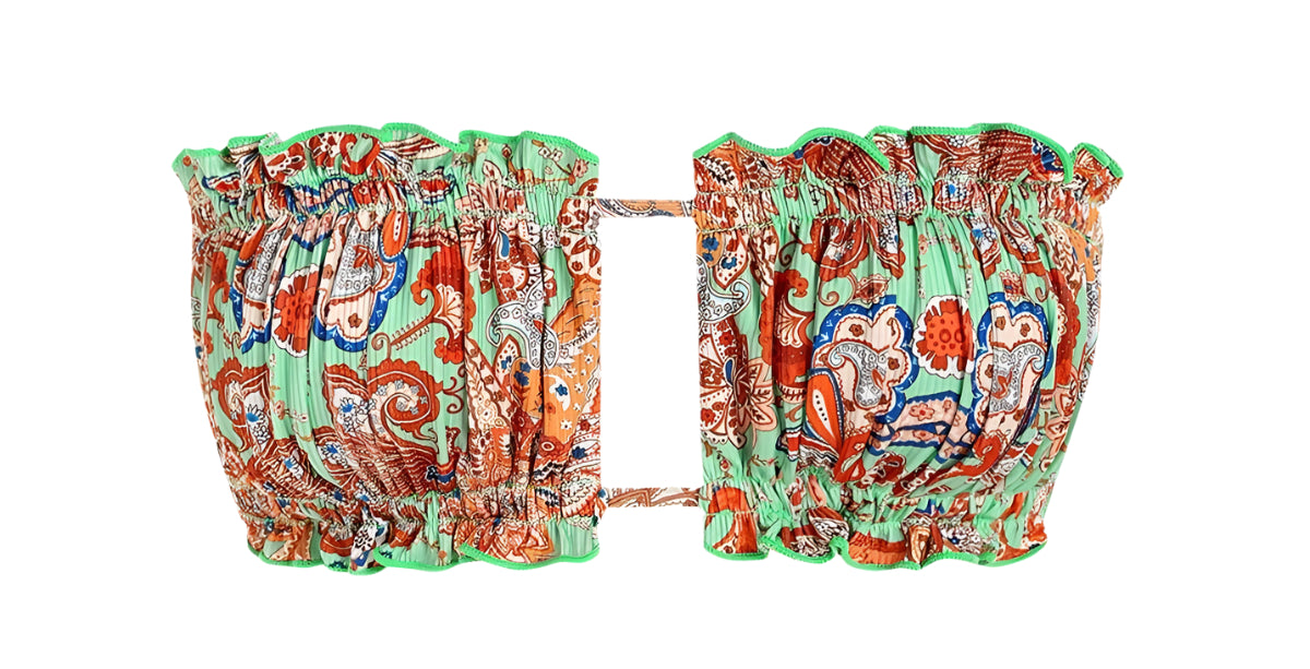 Zaful Abstract Print Swimsuit Top, Green/Multicolor