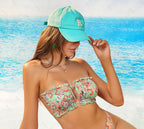 Zaful Abstract Print Swimsuit Top, Green/Multicolor