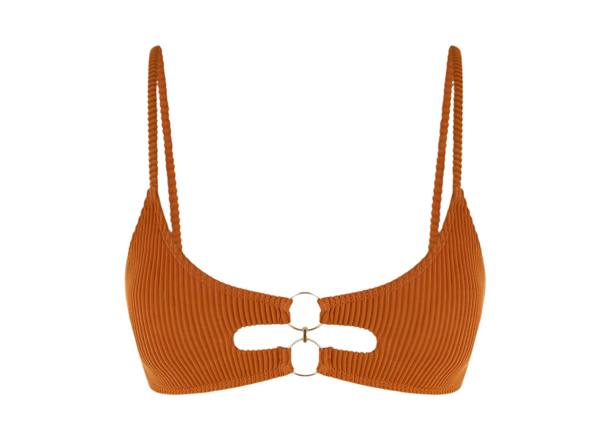 Zaful Bikini Top with Rings, Brown