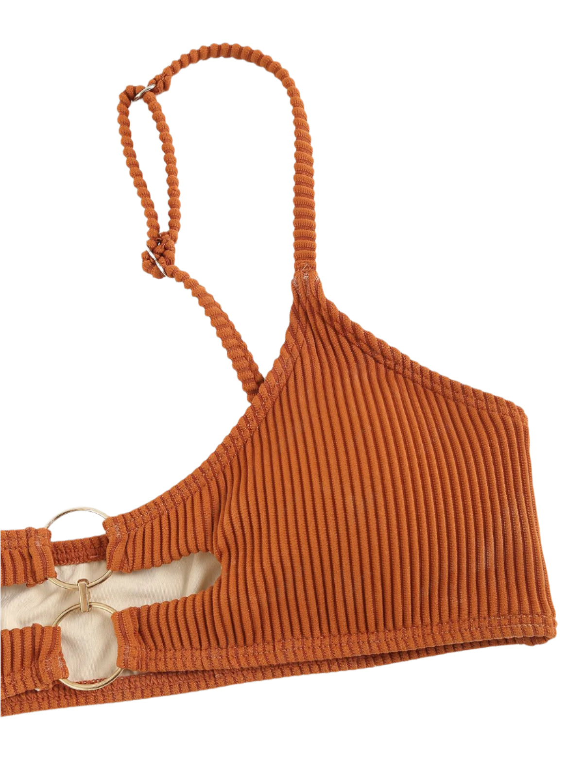 Zaful Bikini Top with Rings, Brown