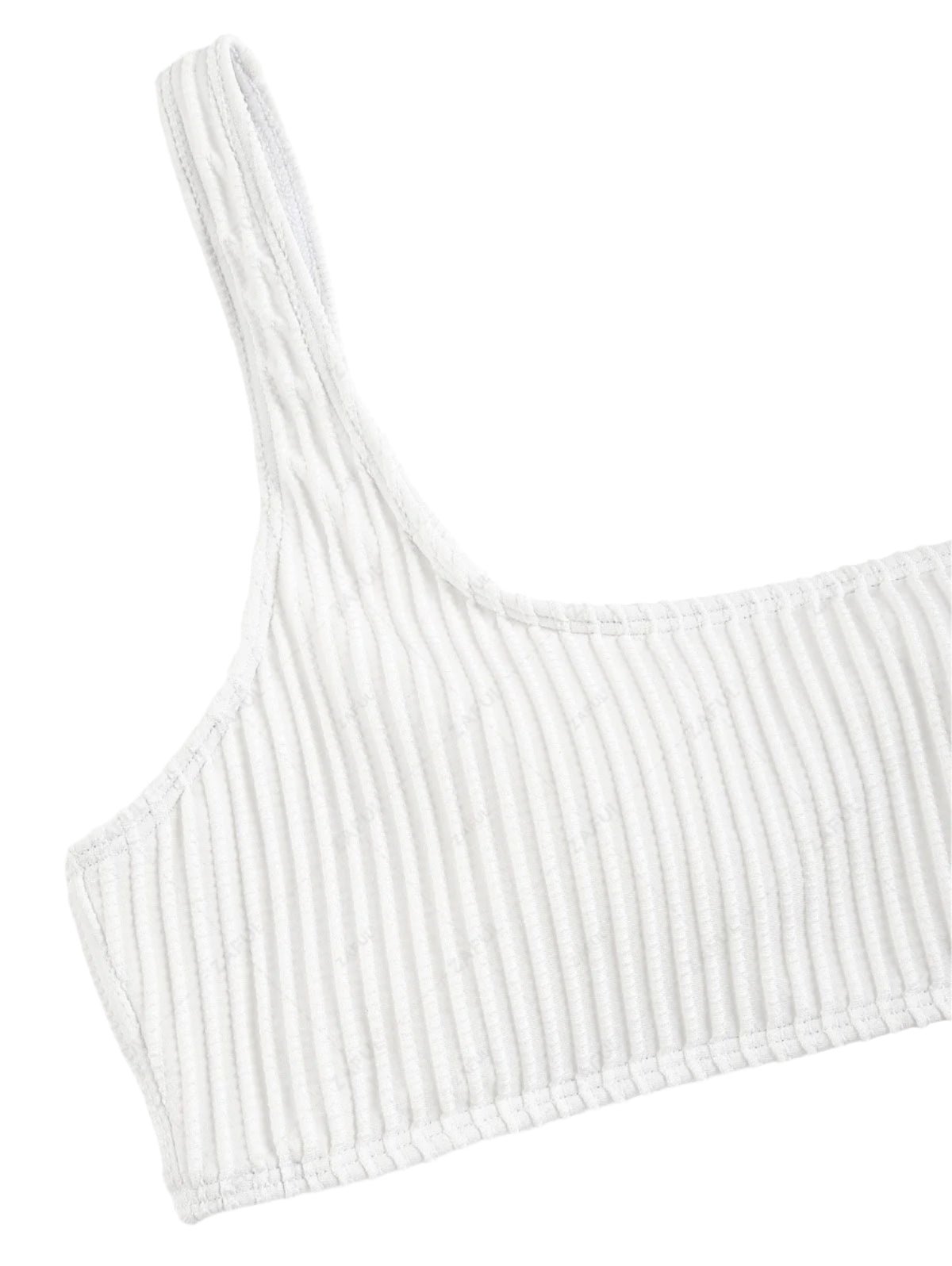 ZAFUL Textured One-Shoulder High Waist Swimsuit, White