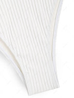 ZAFUL Textured One-Shoulder High Waist Swimsuit, White