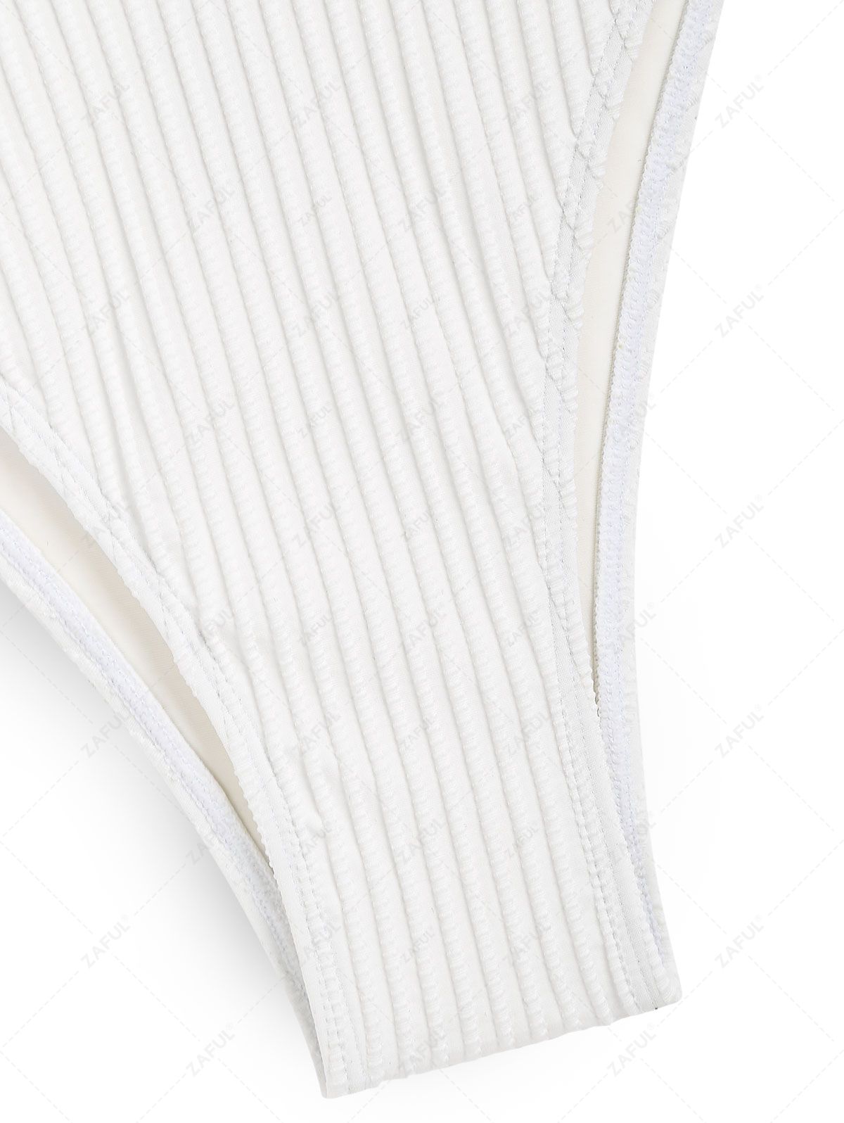 ZAFUL Textured One-Shoulder High Waist Swimsuit, White