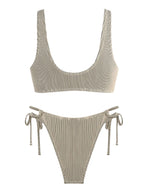 ZAFUL Textured High Cut Tie-up Swimsuit