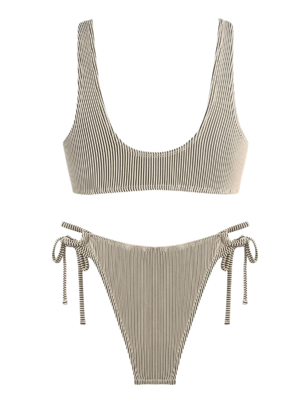 ZAFUL Textured High Cut Tie-up Swimsuit