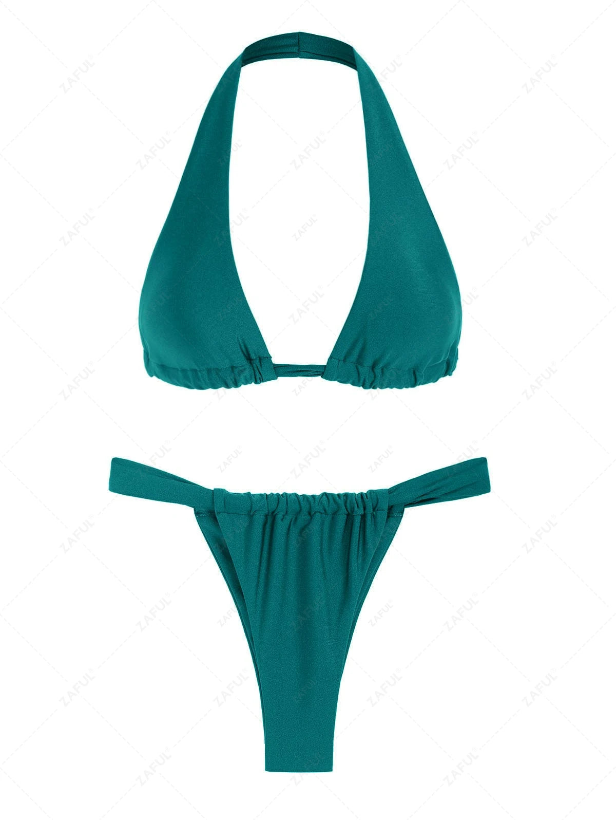 Zaful Satin Swimsuit Top and Bottom, Green