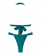 Zaful Satin Swimsuit Top and Bottom, Green