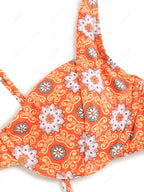 Zaful Swimsuit set, orange with print