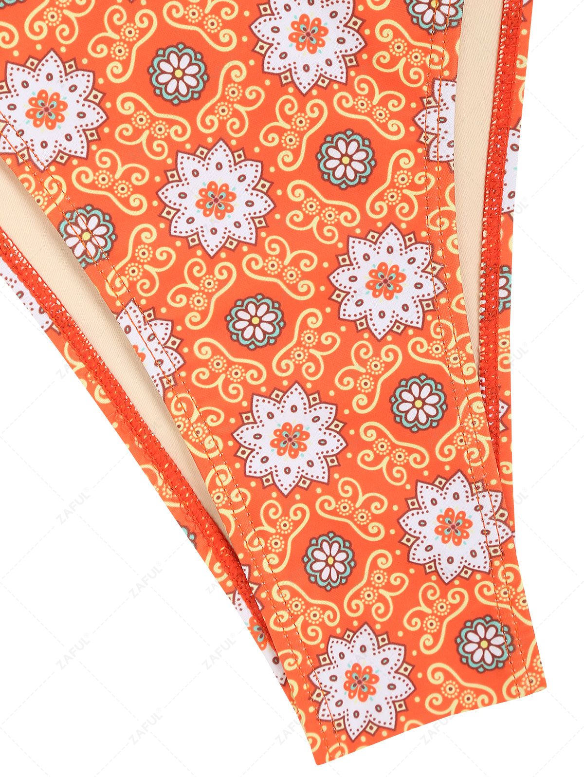 Zaful Swimsuit set, orange with print