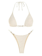 ZAFUL Triangle Swimsuit with Metallic Accents and Pearls