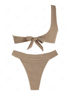 Zaful Swimsuit with golden buckle made of embossed fabric summer 2025, beige