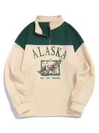 ZAFUL Мъжки поларен суитшърт с принт ALASKA