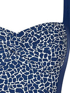 One-piece swimsuit with SUSA print, blue