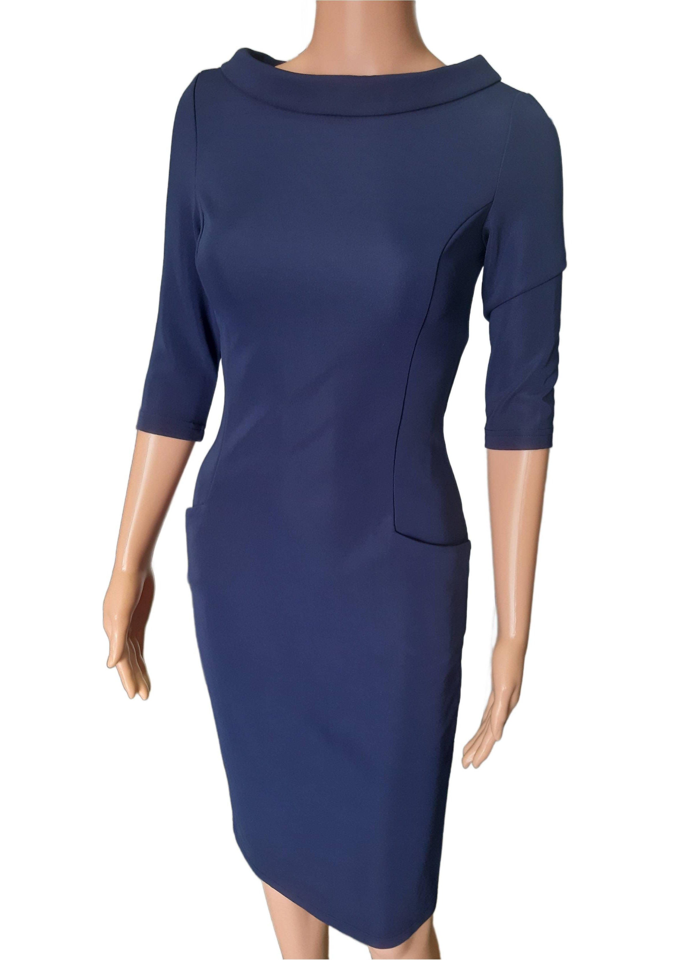 Women's elegant knitted dress Laura Bettini, dark blue