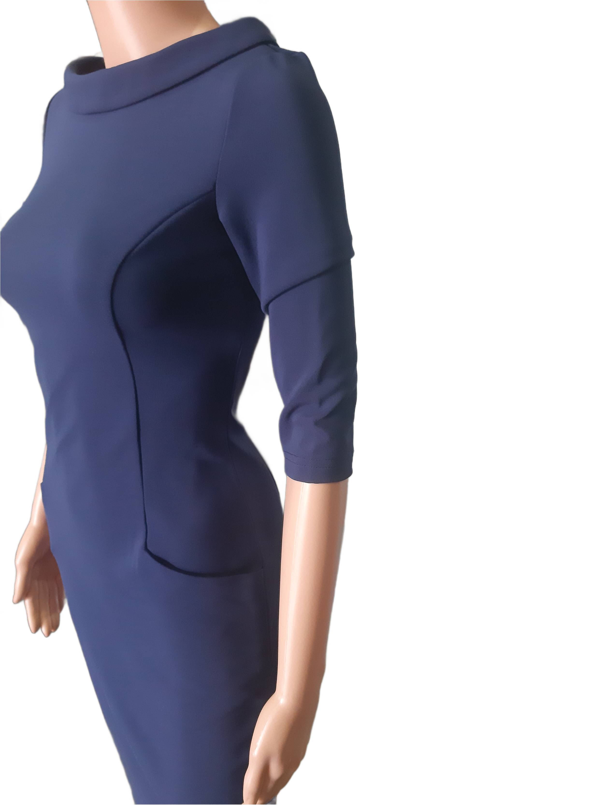 Women's elegant knitted dress Laura Bettini, dark blue