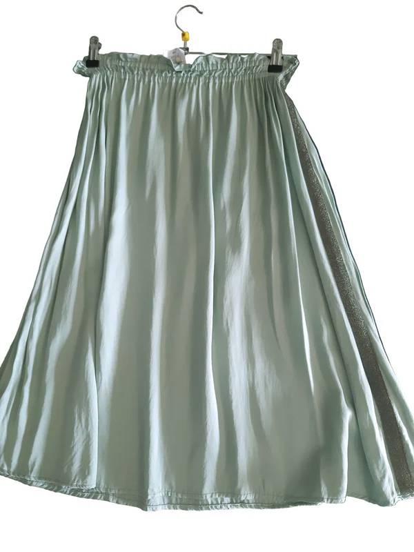 Cartton Summer satin skirt mid-length, green