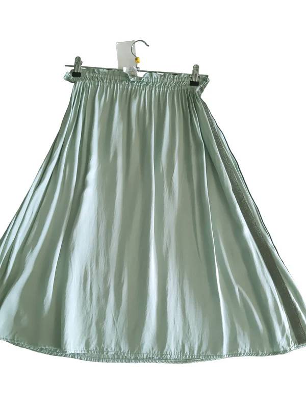 Cartton Summer satin skirt mid-length, green