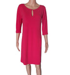 Cartoon Women's knitted dress with 3/4 sleeves season 2025, coral